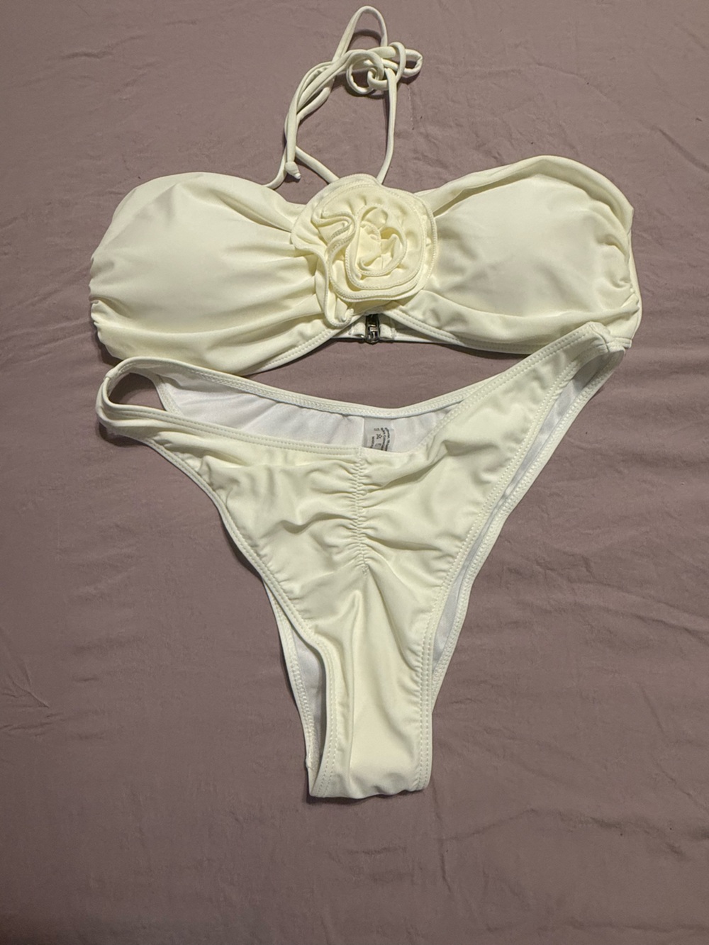 Cream Floral Accent Bikini Set